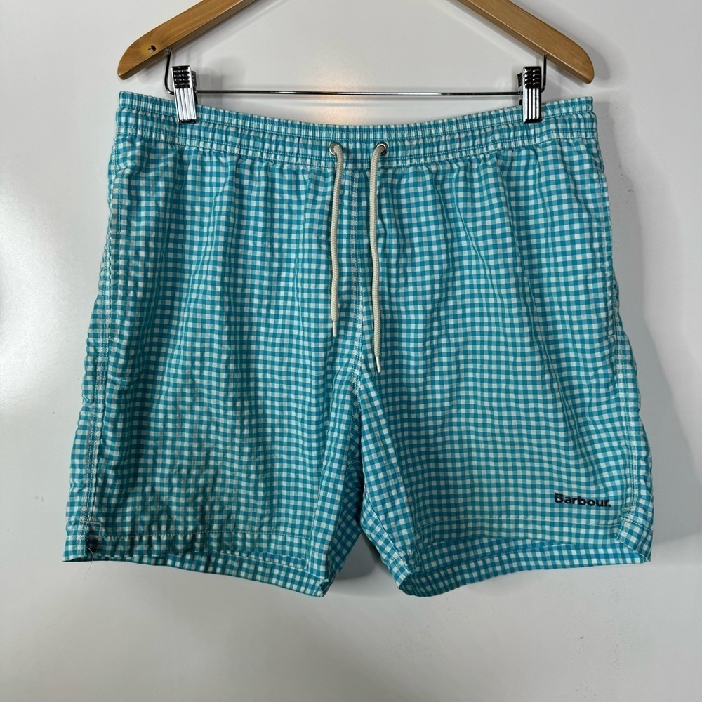 Barbour Blue‎ Gingham Swim Trunks Size Xlarge